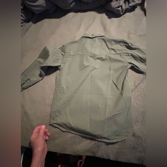 Resistol NWOT Boys western cowboy shirt square pearl button XS 100% cotton olive - Picture 7 of 7